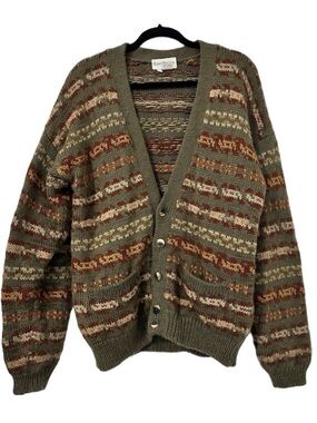 Vintage Barry Bricken Wool V Neck Button Cardigan